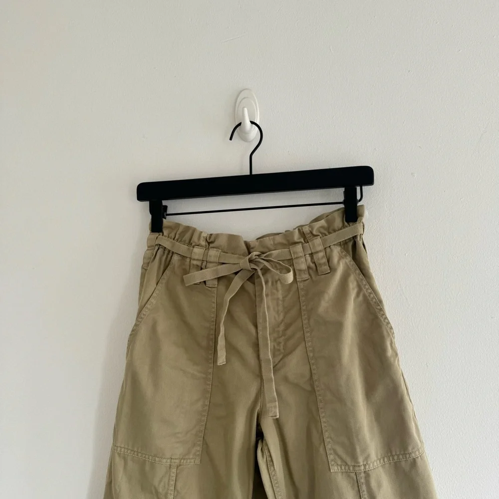 A.L.C Augusta belted paper bag waist straight cropped pants - Picture 4 of 10